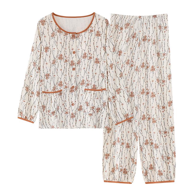 2025 Women's Cloud Cotton Cardigan Set with Chest Pads - Spring & Autumn Pure Cotton Long Sleeve Homewear