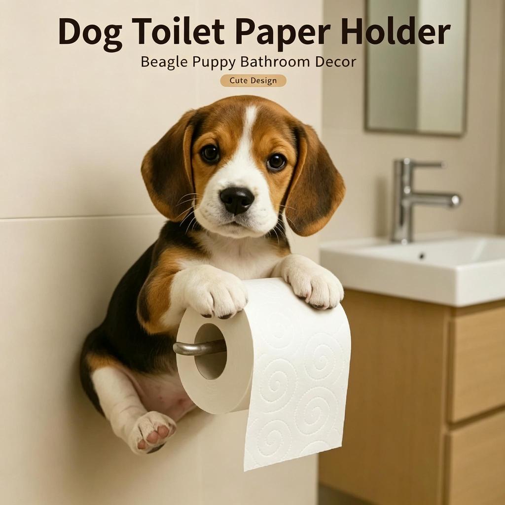 Cute Dog Resin Toilet Paper Holder, Decorative Tissue Rack For Home Bathroom Ornament