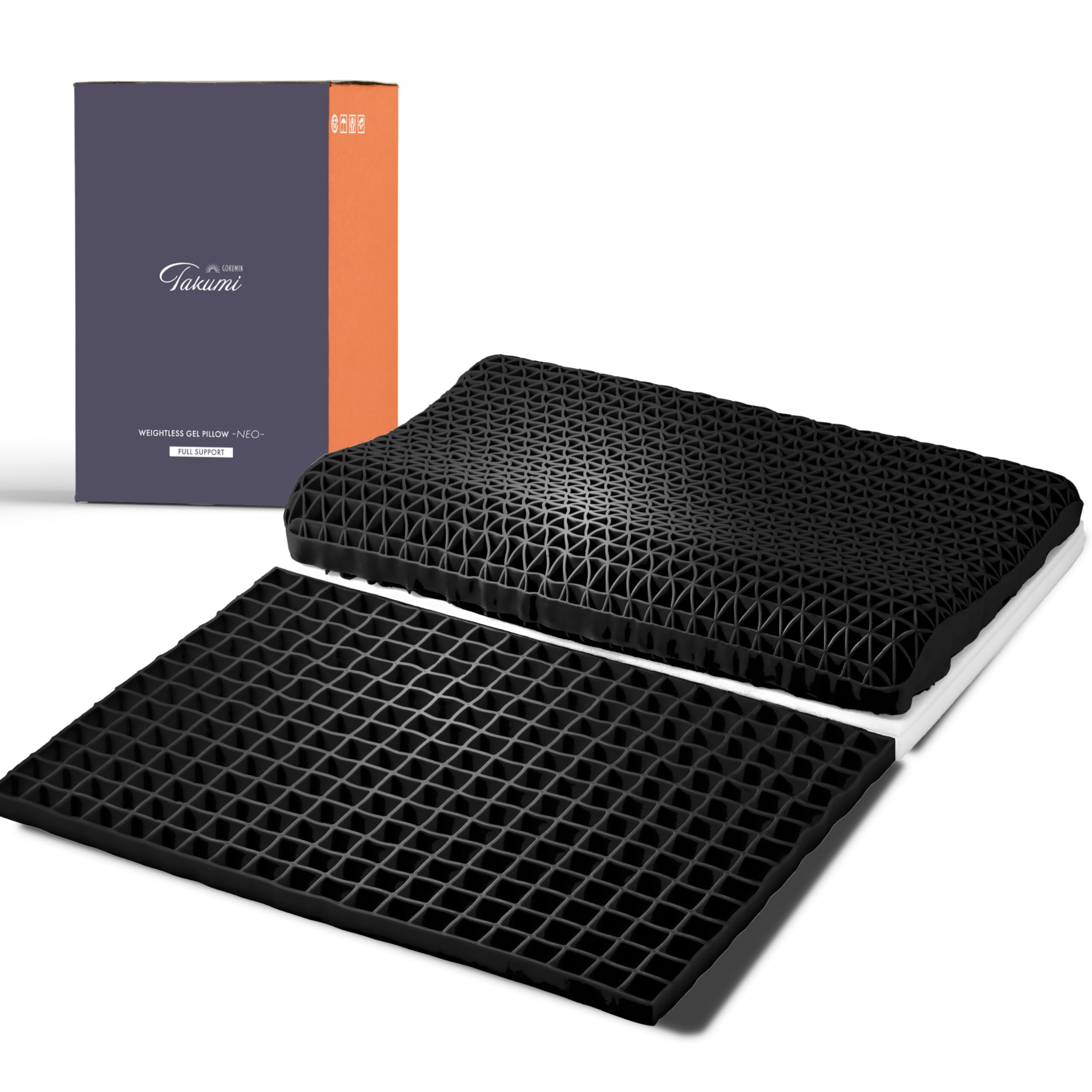 

GOKUMIN Zero Gravity Gel High 9 Height Полностью гелевая боковая поддержка тела для хорошего сна x Подушка, отталкивающая, регулируемая, моющаяся, дышащая, чёрный