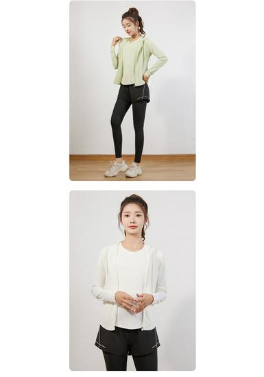 Korean Style Long Sleeve Hooded Sports Jacket - Slimming, Breathable, Quick-Dry for Yoga and Running