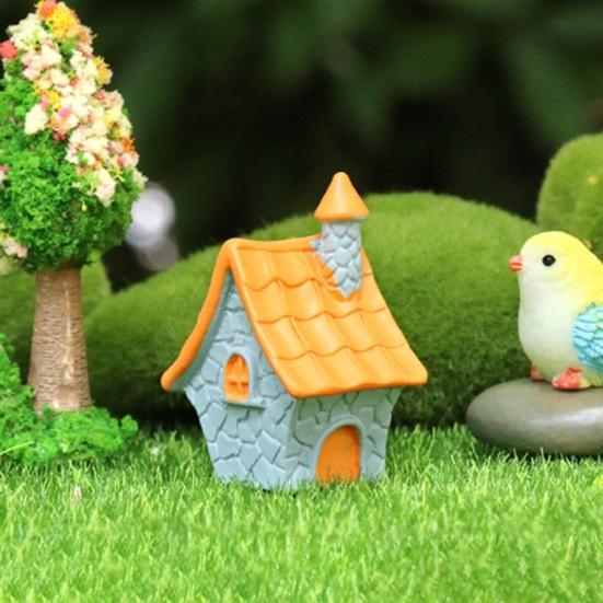 Miniature House Fairy Garden Accessory Tiny Village House Bonsai Terrarium Crafts Mini Resin Figurine for Plant Pot Micro Landscape