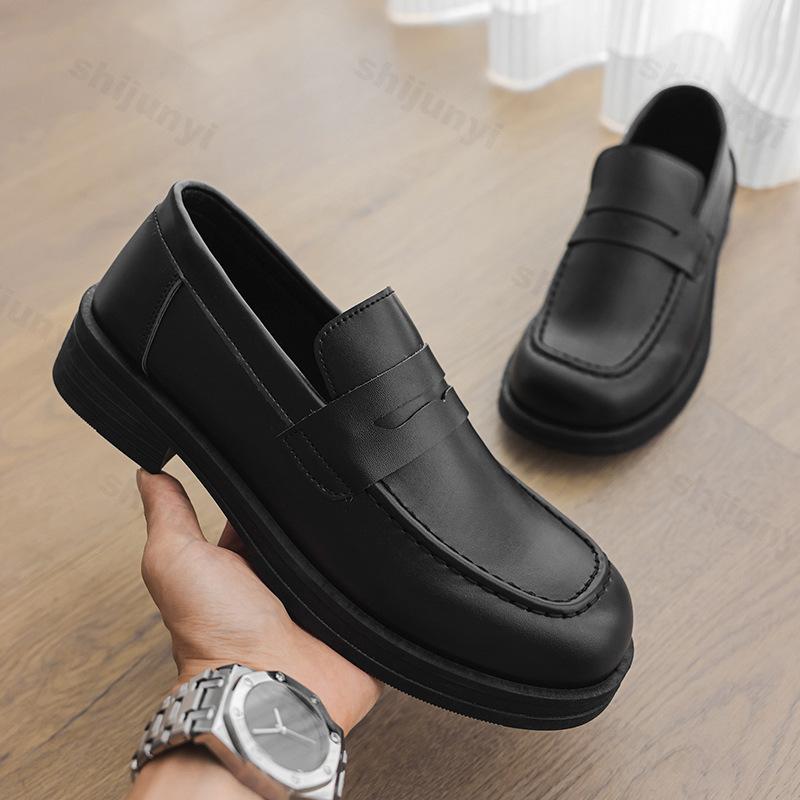Fashion Retro Business Casual Shallow Mouth Thick Soled Shoes for Men 2025 Autumn New Comfortable Versatile British Style Loafers Shoes