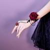 Fingerless Rose Flower Gloves Gothic Chain Wrist Guard Cuff Sleeves Halloween DressUp Wristband