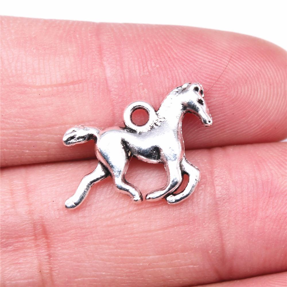 20pcs Running Horse Charms For Jewelry Making Tibetan Bronze Silver Color Pendants Antique Jewelry Making DIY Handmade Craft