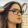 Large Square Frame Anti-Blue Light Glasses Clear Lens Glasses Color Block Fashion Decorative Glasses Computer Spectacles for Women Men