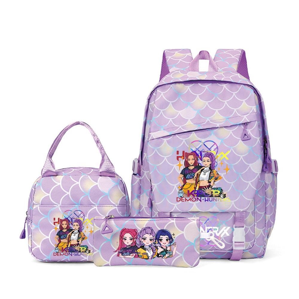 Witch Hunter Kpop Three-Piece Backpack Large Capacity Student Schoolbag Cartoon Backpack Ship according to the picture