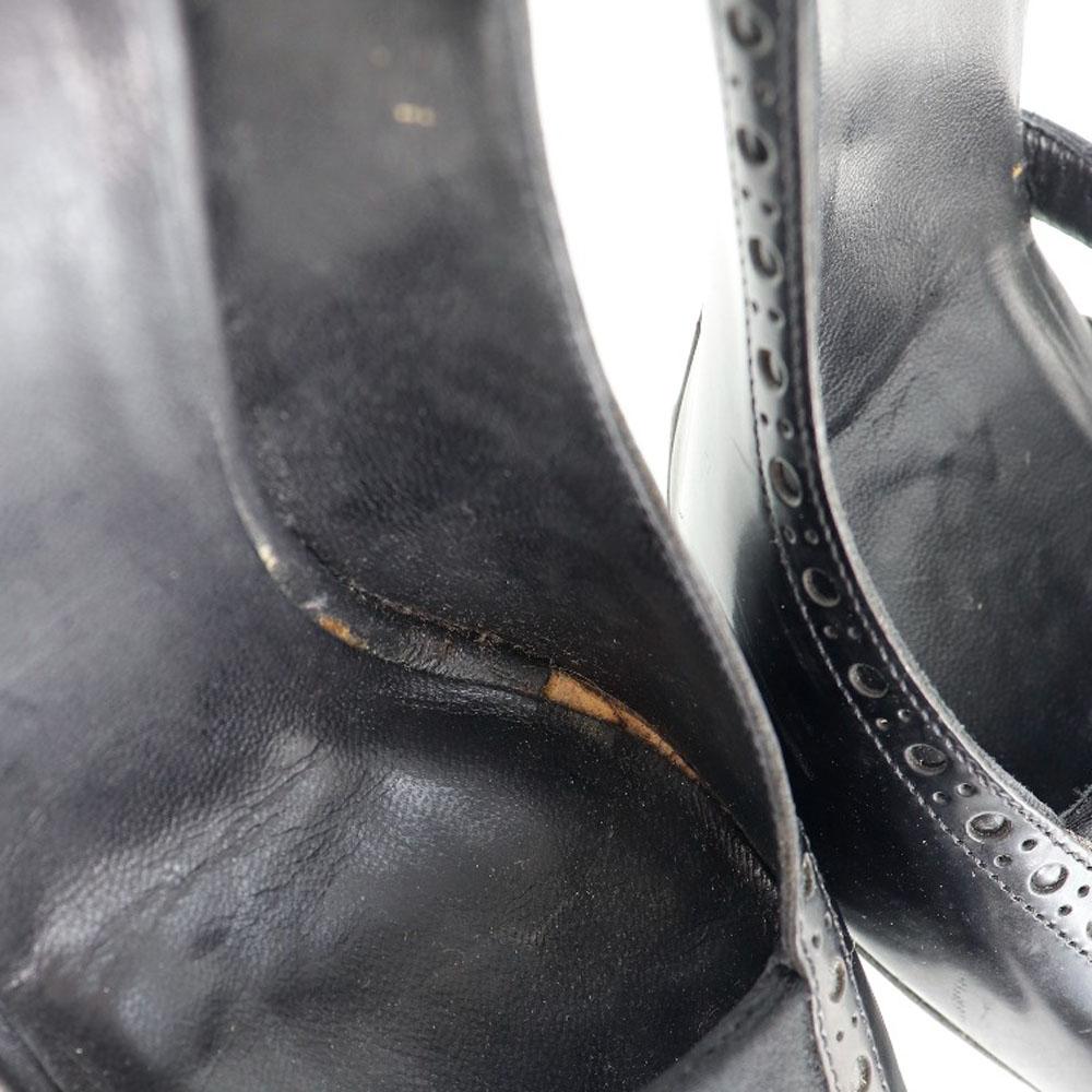 GUCCI pumps 146740 Side open ribbon black leather/Satin Women Used