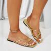 Fashion Women's Fashion Flat Sandals Summer New Square Head Open Toe Soft Sole Anti-slip Wear-resistant Slippers