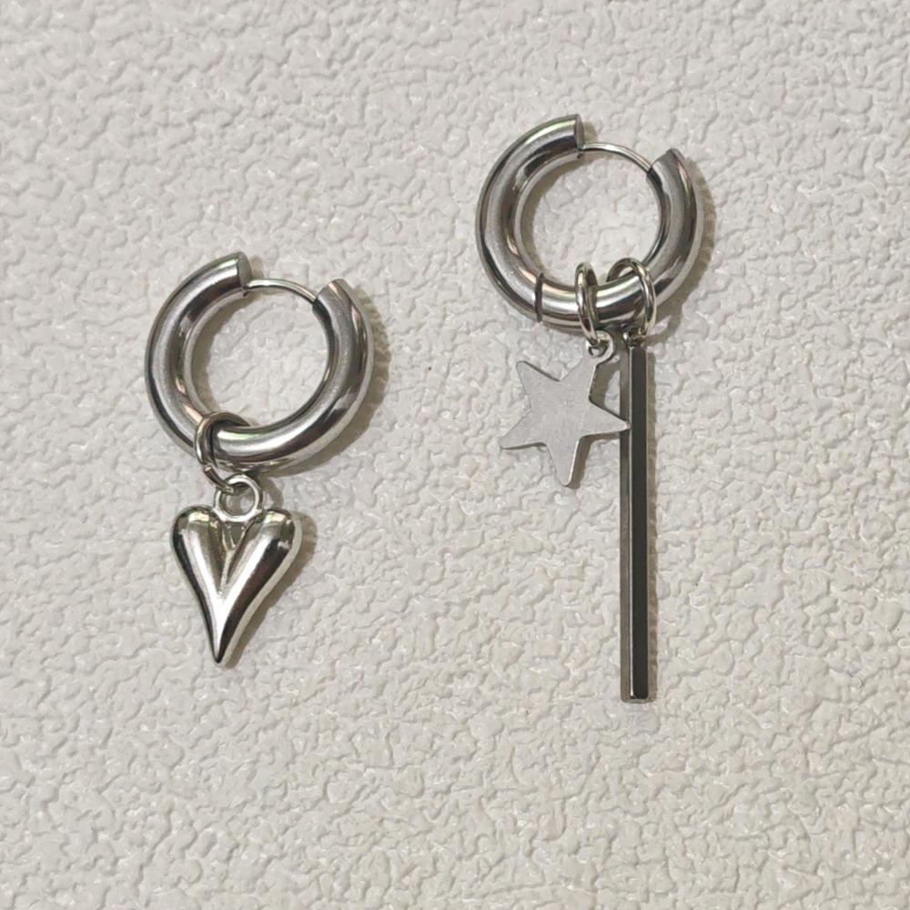 2Pcs Stainless Steel Chain Hoop Earrings Piercing Earrings  Ear Jewelry Accessories