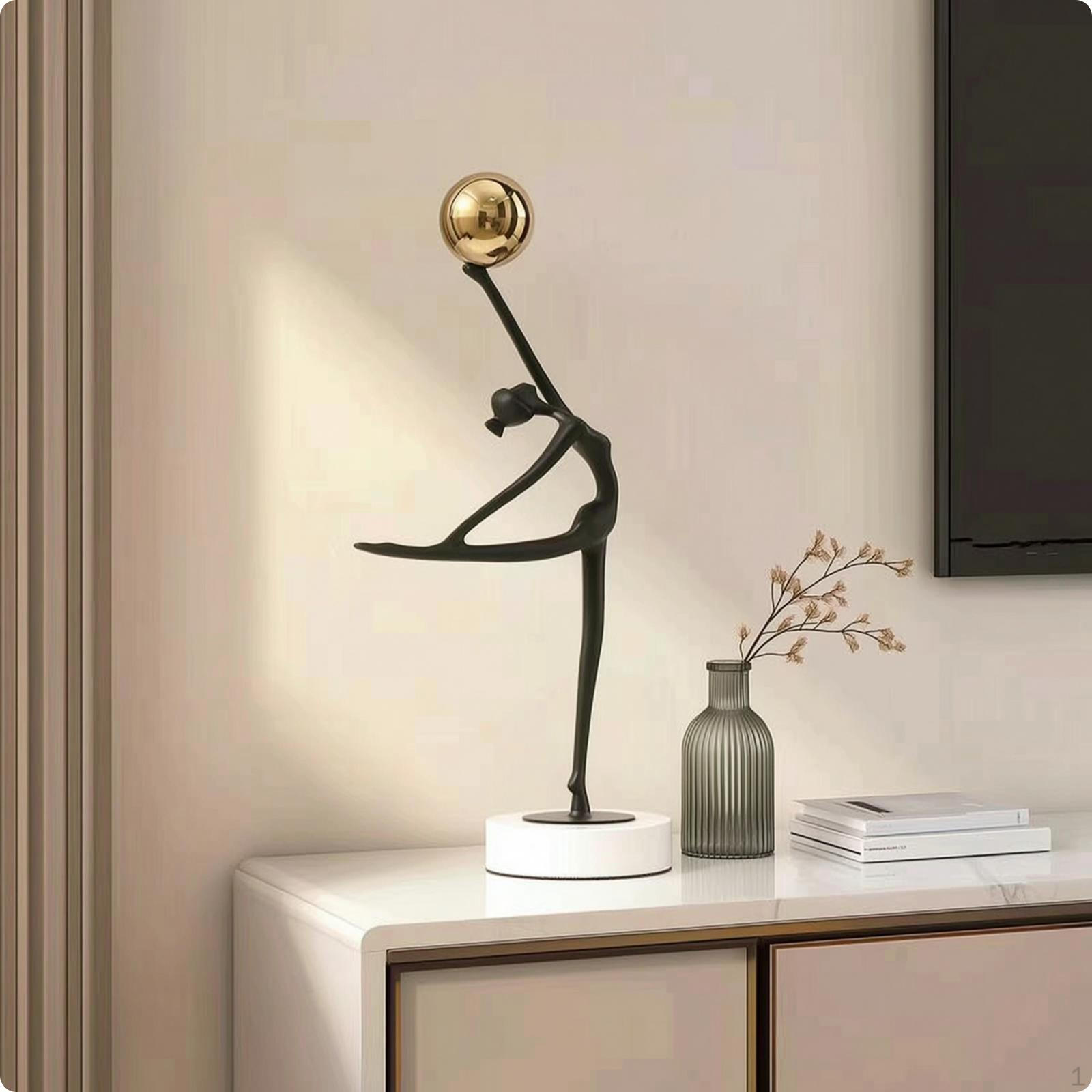 Ballet Dancer Figurine with Base Abstract Ballerina Sculpture Marble Modern