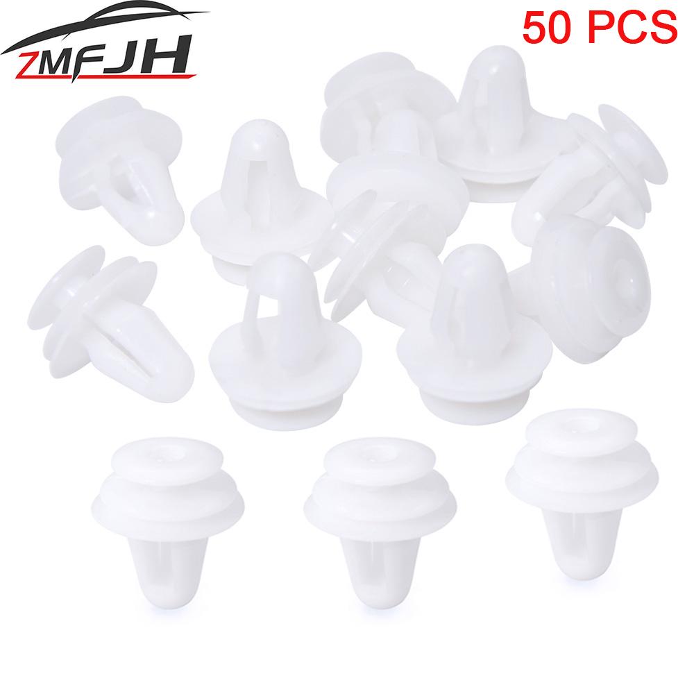 50pcs Universal Automobile Bumpers Hole White Car Door Trim Panel Clip Plastic Auto Fastener Clips Rivet Auto Fasteners For Cars