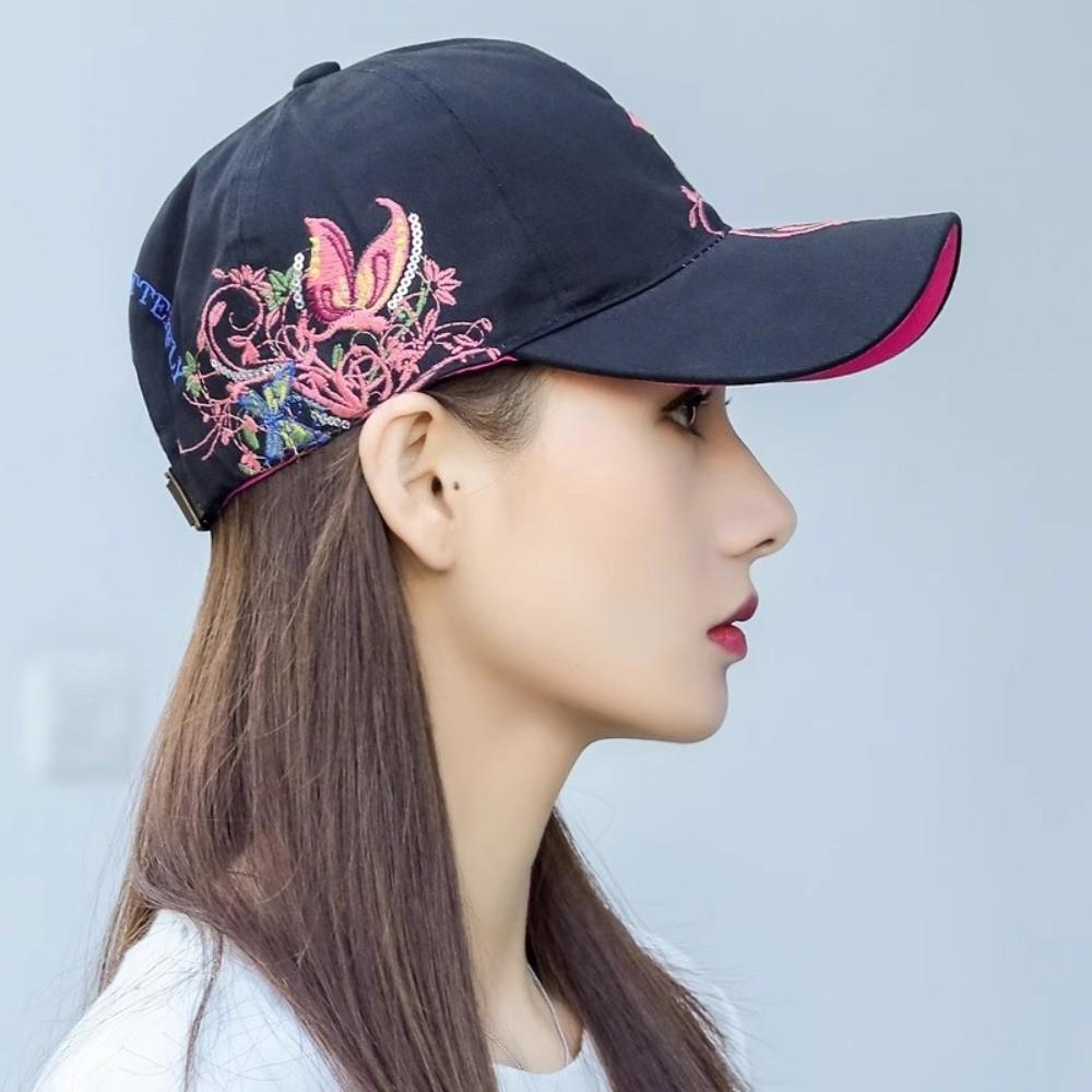 Embroidered Butterfly Baseball Cap Sequin Cotton Baseball Cap Cute Peaked Cap Outdoor