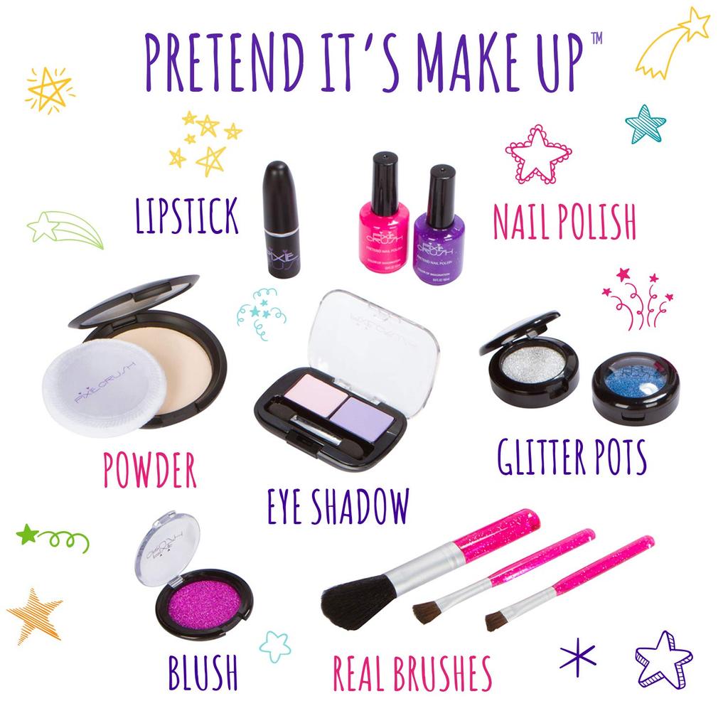 Pretend Play Fake Makeup Set for Little Girl Princess Kids Makeup Kit for Toddlers Girls Beauty with Polka Dot Handbag Set