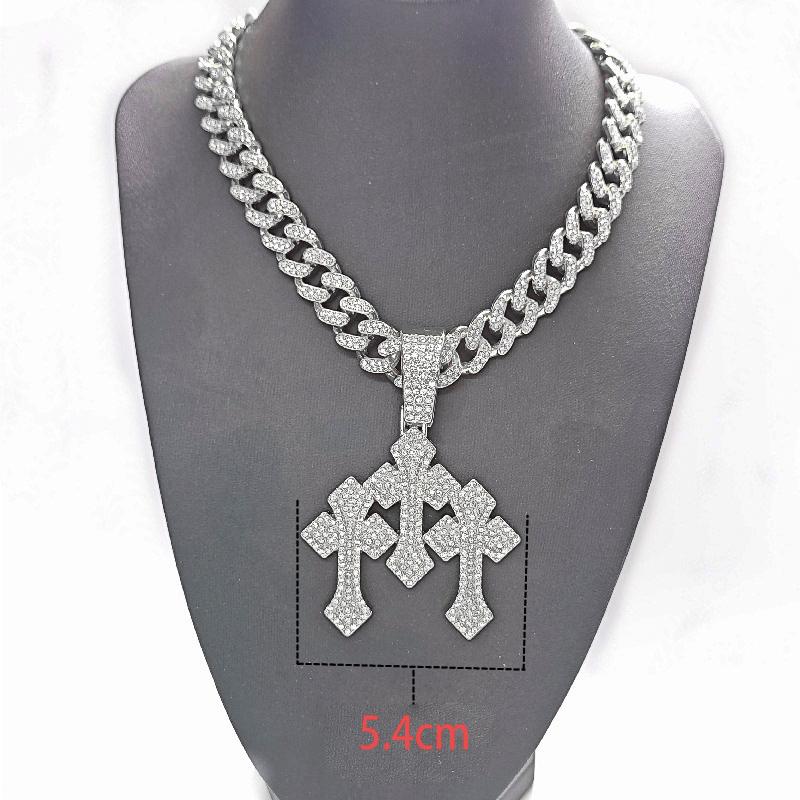 Nuove Collane Ciondolo a Croce Impilate Iced Out per Uomo Con Catena Cubana da 13mm Gioielli a Croce Hip Hop Strass Ciondolo Regalo