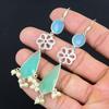 Green Chalcedony Stone 925 Silver Drop Dangle Engagement Boho Earrings Jewelry