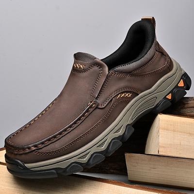 Shoes for Men's Fashion Versatile Non-slip Hiking Shoes Outdoor Comfortable Men's Loafers Wear-resistant Casual PU Leather Shoes