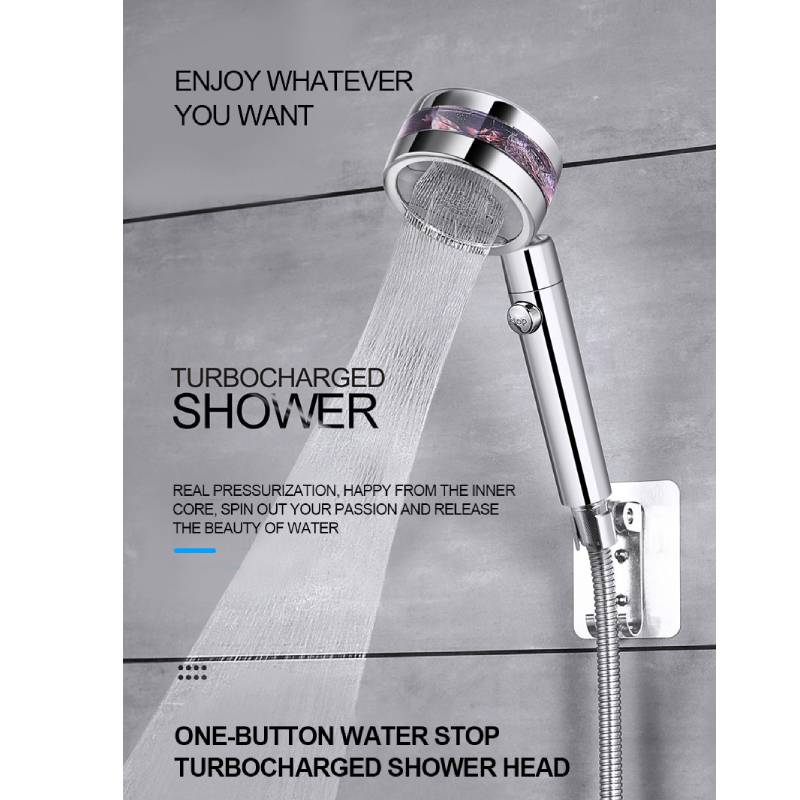 Pressure Turbocharged Flower Fountain Type Shower Head 3 Mode Saving Water with Water-Stopping,2021 Tik Tok Hot Sell