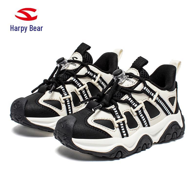 

Hapi Bear Boy s Leather Sports Shoes - Lightweight, Versatile Running Shoes for Spring and Autumn 34 бежевый/чёрный