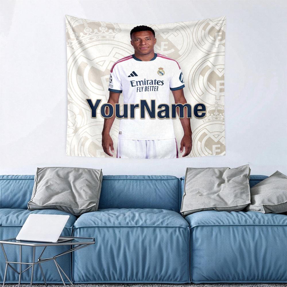 Mbappe Custom Your Name Wall Decor Tapestry Art For Pet Memorial Birthday Wedding Party Backdrop Family Gift