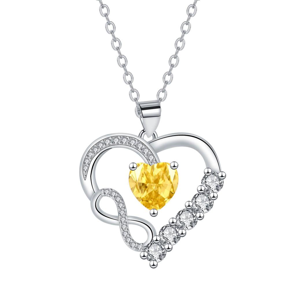 Infinity Heart Diamond Necklace for Women - European and American Style