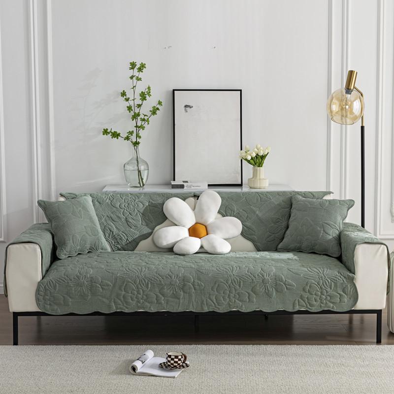 Four Seasons Universal Cotton Quilted Embroidered Sofa Cushion Korean Simple Fabric Non-Slip Sofa Towel Cover 70*70cm