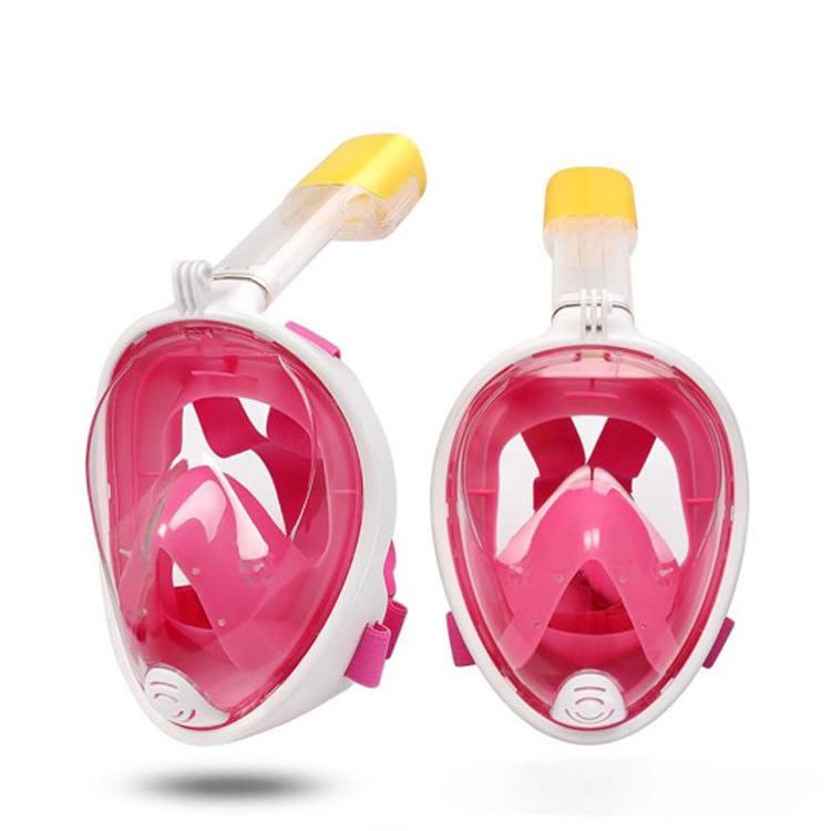 

Підводна маска для підводного плавання проти туману, повна особа, маска для підводного плавання, дихальні маски, безпечне водонепроникне водонепроникне обладнання для плавання для молодих дорослих Adult style рожевий