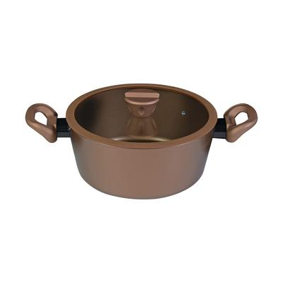 PEARL METAL VISIONS Two Handled Stew Curry IH with Glass GOLD Coating Pot, Pot, Pot, 24cm, Compatible, Lid, CP-8810