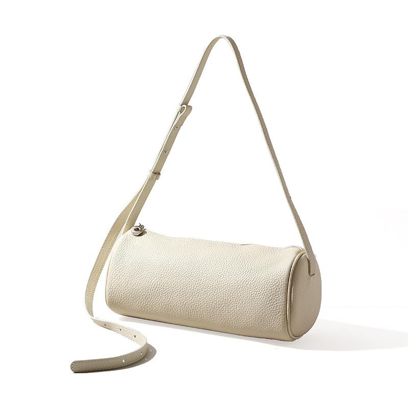 Simple Style Genuine Leather Bag Women's Fashionable Commuting Round Bag Trendy Crossbody Bag
