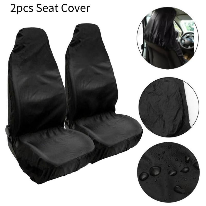 Seat Front 2pcs Covers Universal Car Van Waterproof Anti Dust Protector Black