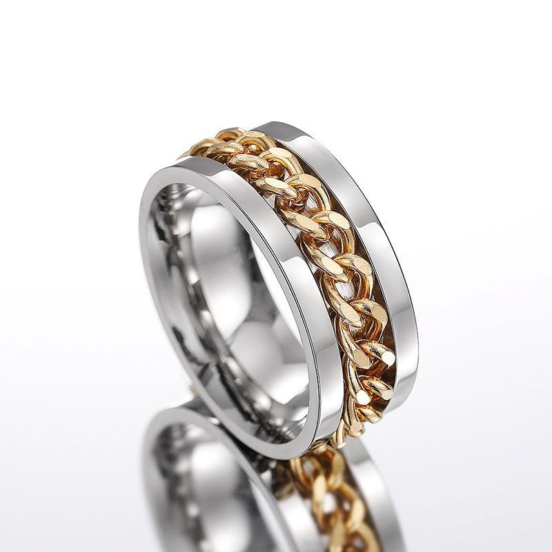 

Кольцо, Вращающийся дизайн пряжки-цепочки, Хип-хоп персонализированная модная бижутерия 13