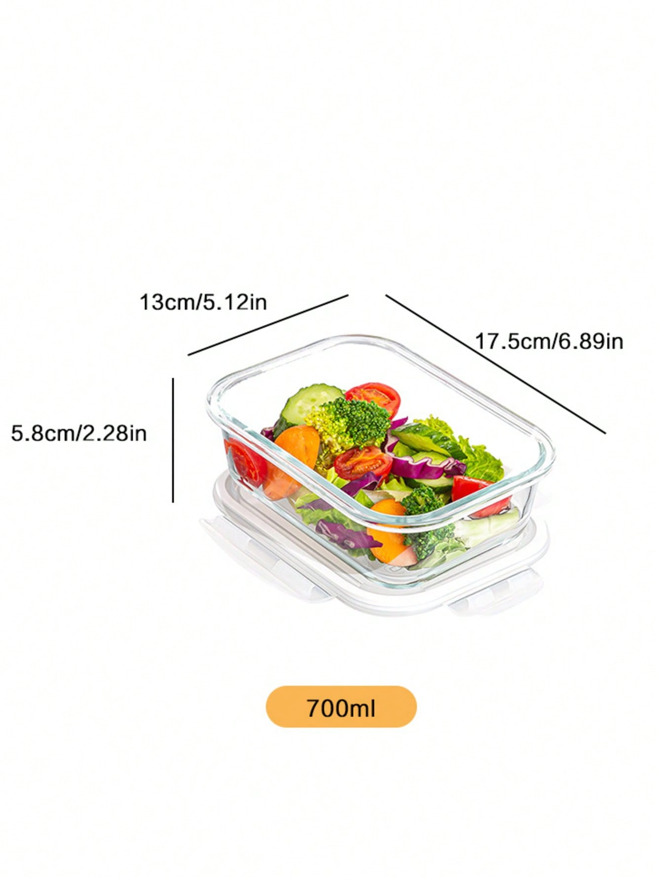 Стеклянный контейнер для хранения продуктов с крышкой, Для приготовления еды, Для холодильника и посудомоечной машины, Прозрачный, Для хранения еды, салата, фруктов и т.д.
