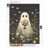 DIY Diamond Painting Kit Cute Ghost Holding Flowers Pattern 5D Full Drill Canvas Art Creative Craft Gift for Girls and Adults