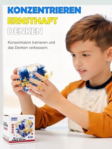 DealKits 3D Magic Cube Labyrinth Ball with Rolling Balls Complex Puzzle, 6.9cm Interactive Brain Training Stress Relief Game Toy
