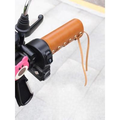 Skórzane chwyty kierownicy - Regulowany uniwersalny rozmiar dla roweru, motocykla, e-roweru, ręcznie szyty design retro z wygodnym chwytem