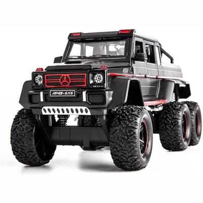 1/22 Schaal Benz G63 AMG 6x6 V12 Off-Road Zwarte Pickup Model Auto, Zinklegering Pull Back Speelgoedauto met Geluid en Licht voor Kinderen Jongen Meisje Cadeau