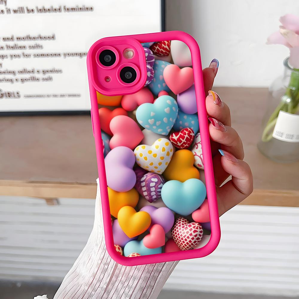 

Y2K Glowing Hearts Thicken TPU Mobile Phone Case for iPhone 17 16 15 14 13 12 11 Air Pro Max Plus Colorful Cover iPhone 16