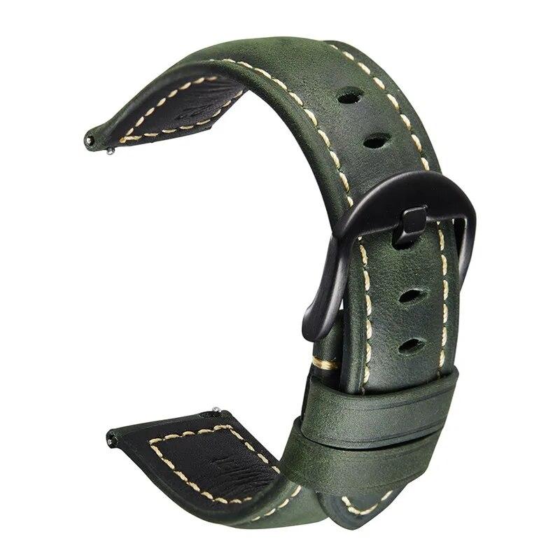 

Ремешок из натуральной кожи 20/22/24/26 мм, пряжка из нержавеющей стали, мужской кожаный ремешок в стиле ретро Crazy Horse, аксессуар для часов 24mm