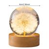 Forever Flowers Kristallkugel Licht mit Holzsockel Runde Kugel Nachttischlampe Büro Heimdekoration Geschenke für Männer Frauen Kinder Jungen Mädchen