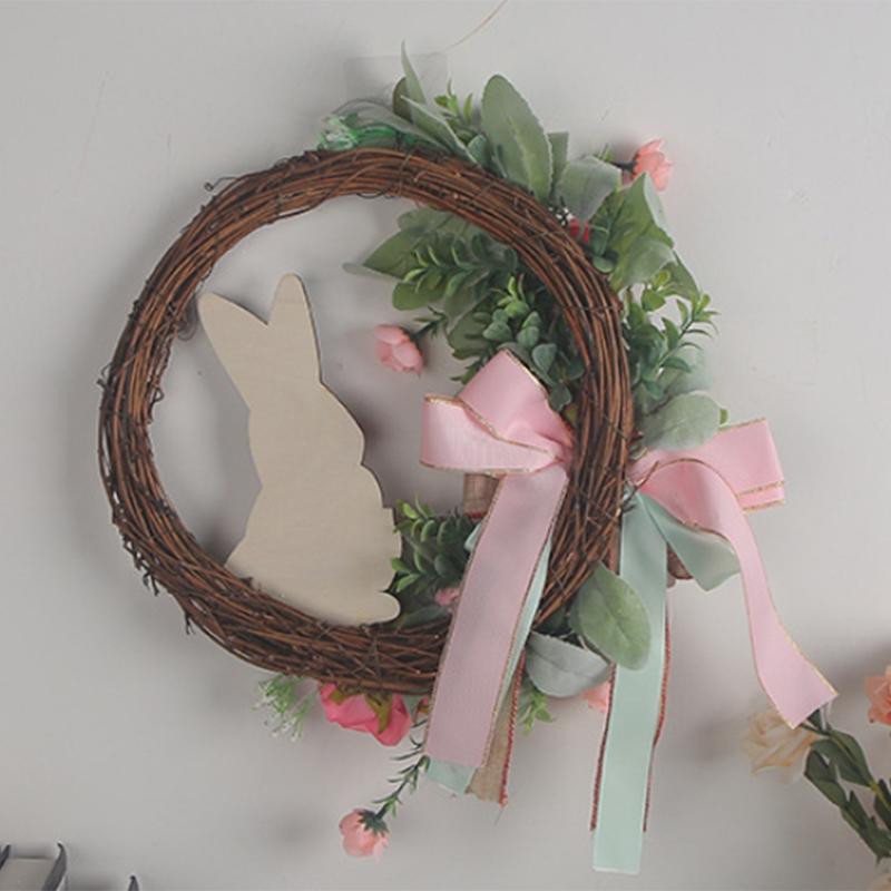 Velikonoční zajíček věnec na vchodové dveře nebo stěnu Umělý králičí věnec Jarní věnec Velikonoční dekorace Venkovní vnitřní závěsný věnec