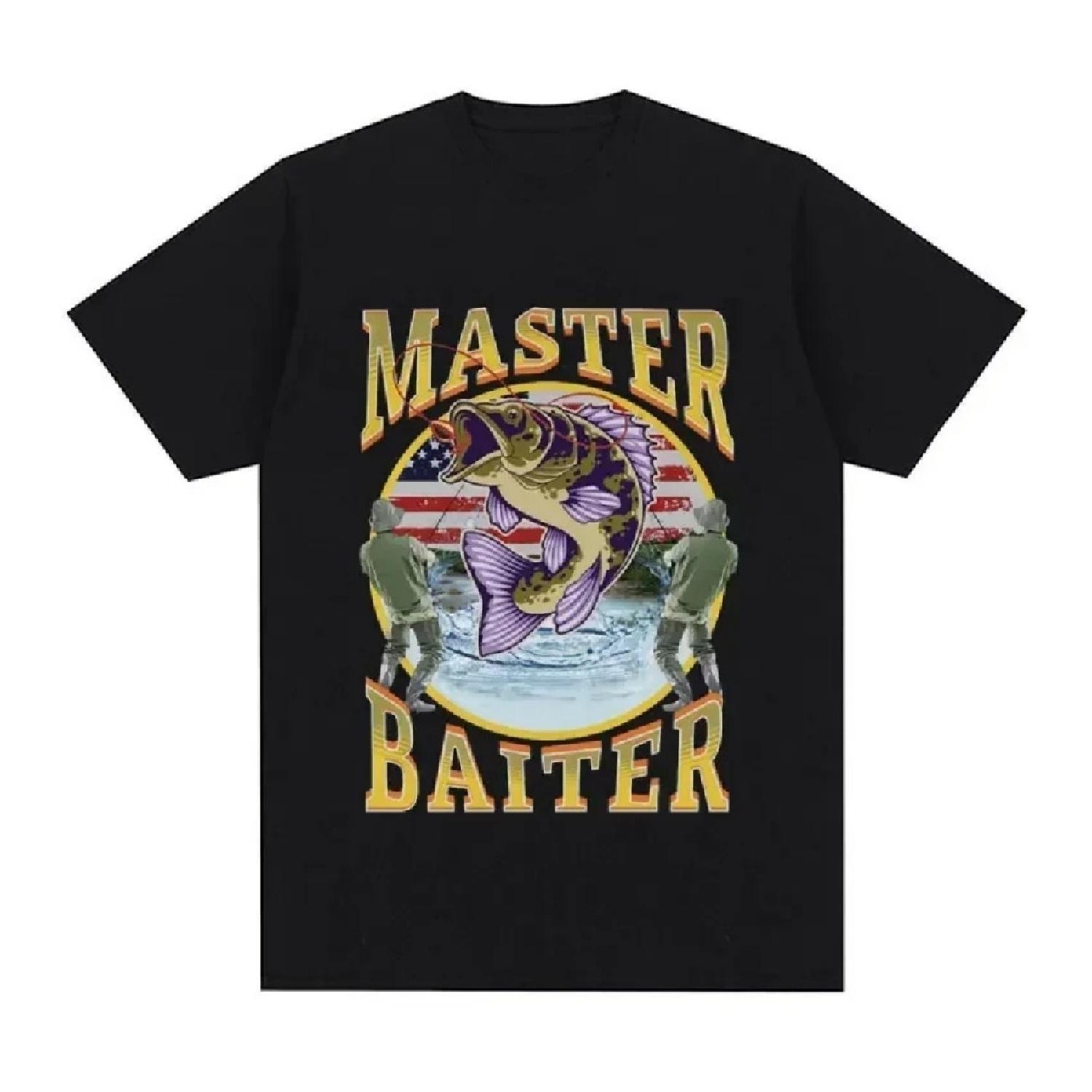 Comfortable clothing Grappig Master Baiter Vissen Parodie T-shirt Zomer Heren Dames Kleding Mode T-shirts Katoen Korte Mouw T-shirt Tops XXXXXL zwart