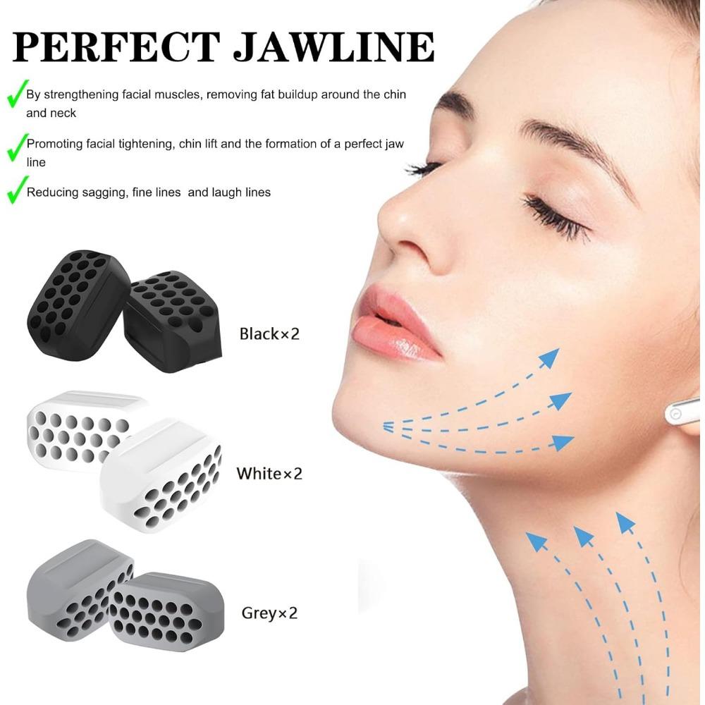 Jawline Exerciser for Man and Woman - 3 Resistance Levels BPA Free Silicone Jaw Trainer & Shaper - Gum Tablets 6-pack