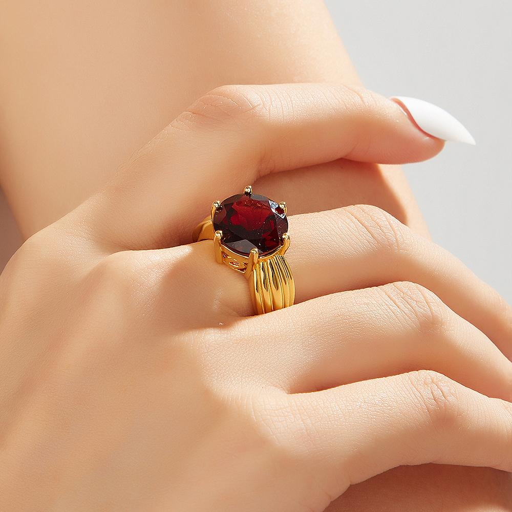 New Light Luxury Precious Gemstone Natural Garnet Ring Earrings Pendant Necklace Set Women's Anniversary Gift