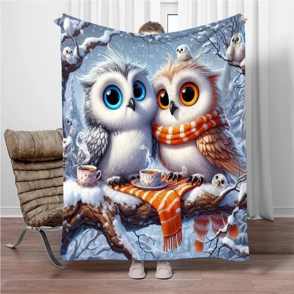 Animals Bear Penguin Flannel Blanket Fluffy Children Adults Sofa Plush Bedspread Throw Lunch Blanket for Sofa Bed Camping Gift