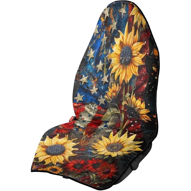 

Sea Turtle Print Car Seat Cover for Women, Hawaii Hibiscus Waterproof Towel Car Seat Cover, Non Slip Car Seat Protector Fits for Car SUV Sedan Truck American Flag Sunflower-Y