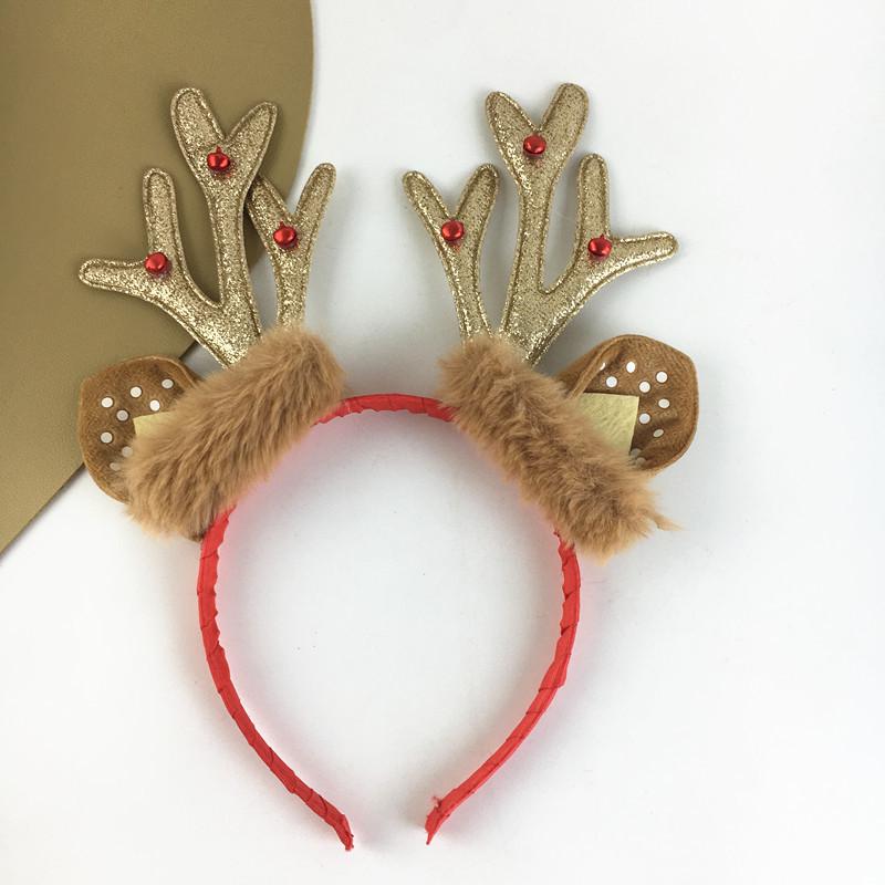 Weihnachts Rentier Geweih & Baumglocke Stirnband mit Haarspangen - Süßes Feiertags-Party-Accessoire