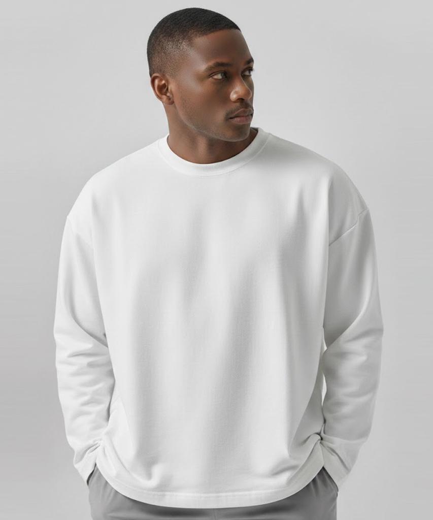 BATTRACT Plain Double-Sided Oversized Long Sleeve_White