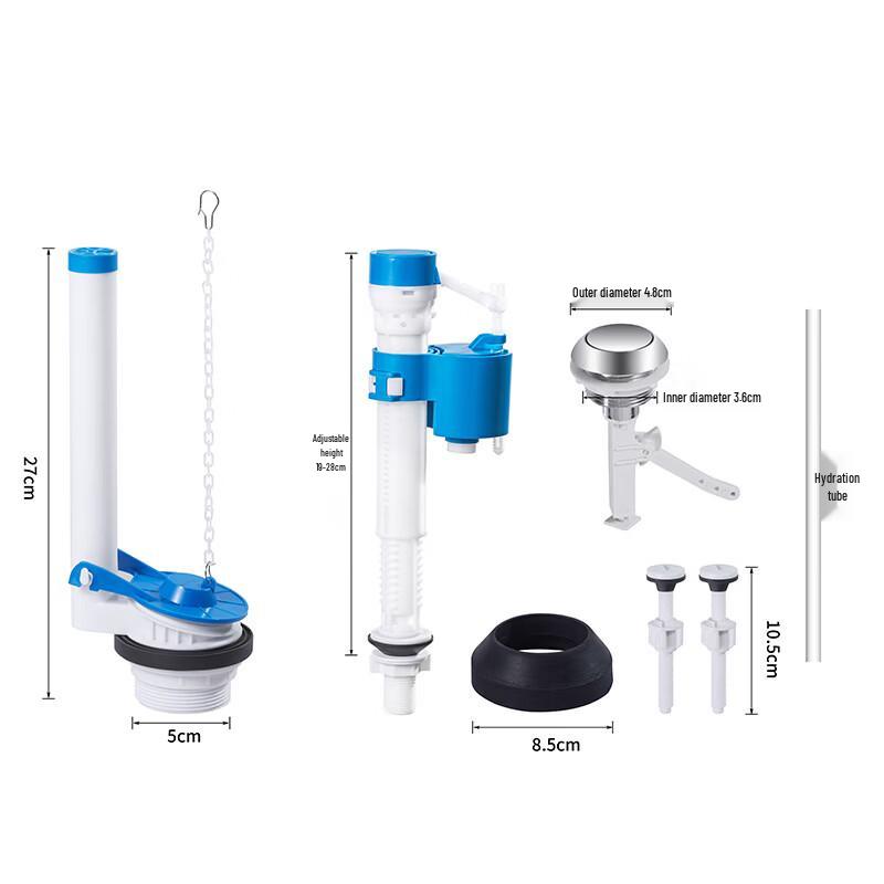 Stainless Steel Toilet Tank Flush Button & Drain Valve Kit