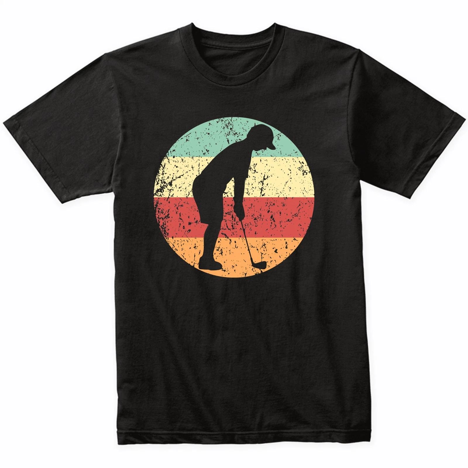 Golf Golfer Golfing Silhouette Retro Sports T-Shirt - Retro Colors 3XL