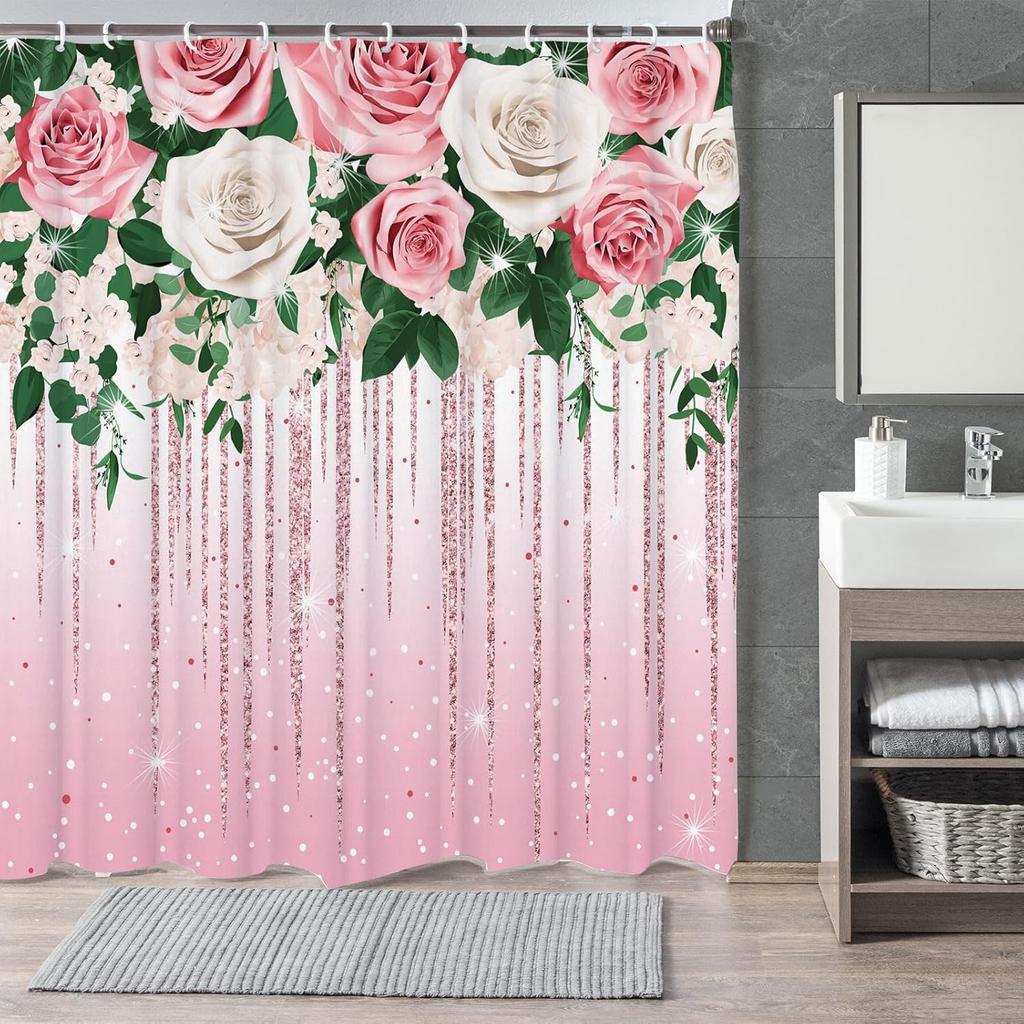 Japanese Cat Shower Curtain, Vintage Anime Sunset Wave Art, Waterproof Fabric With Hooks