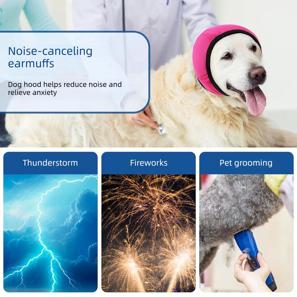 Dog Earmuffs with Noise Cancellation Elastic Wrap With Sound Insulation Easy To Wear Off For Grooming Swimming Pet Accessories